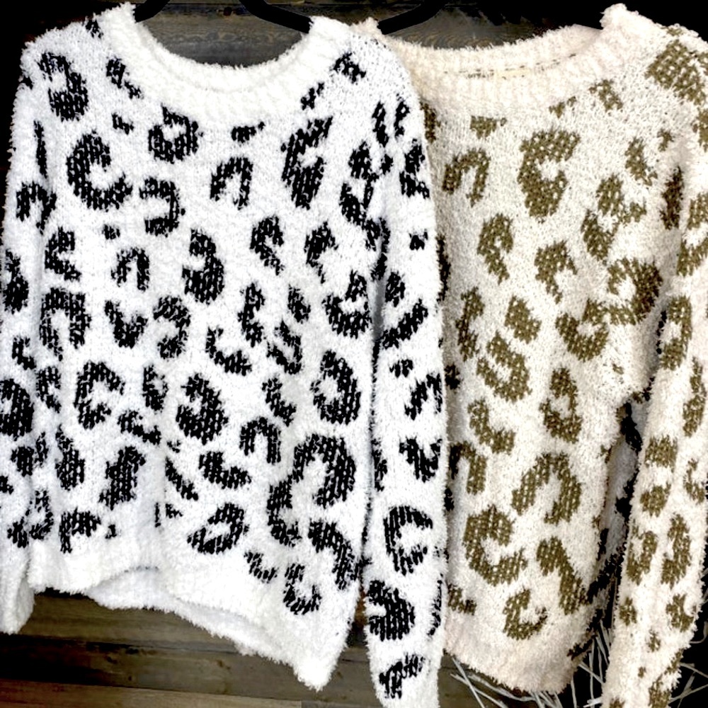 BNWT POL Cheetah Print Sweater Large BLACK ONlLY